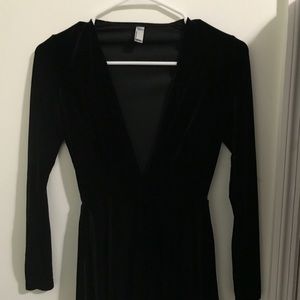 American Apparel long sleeve v neck velvet dress.